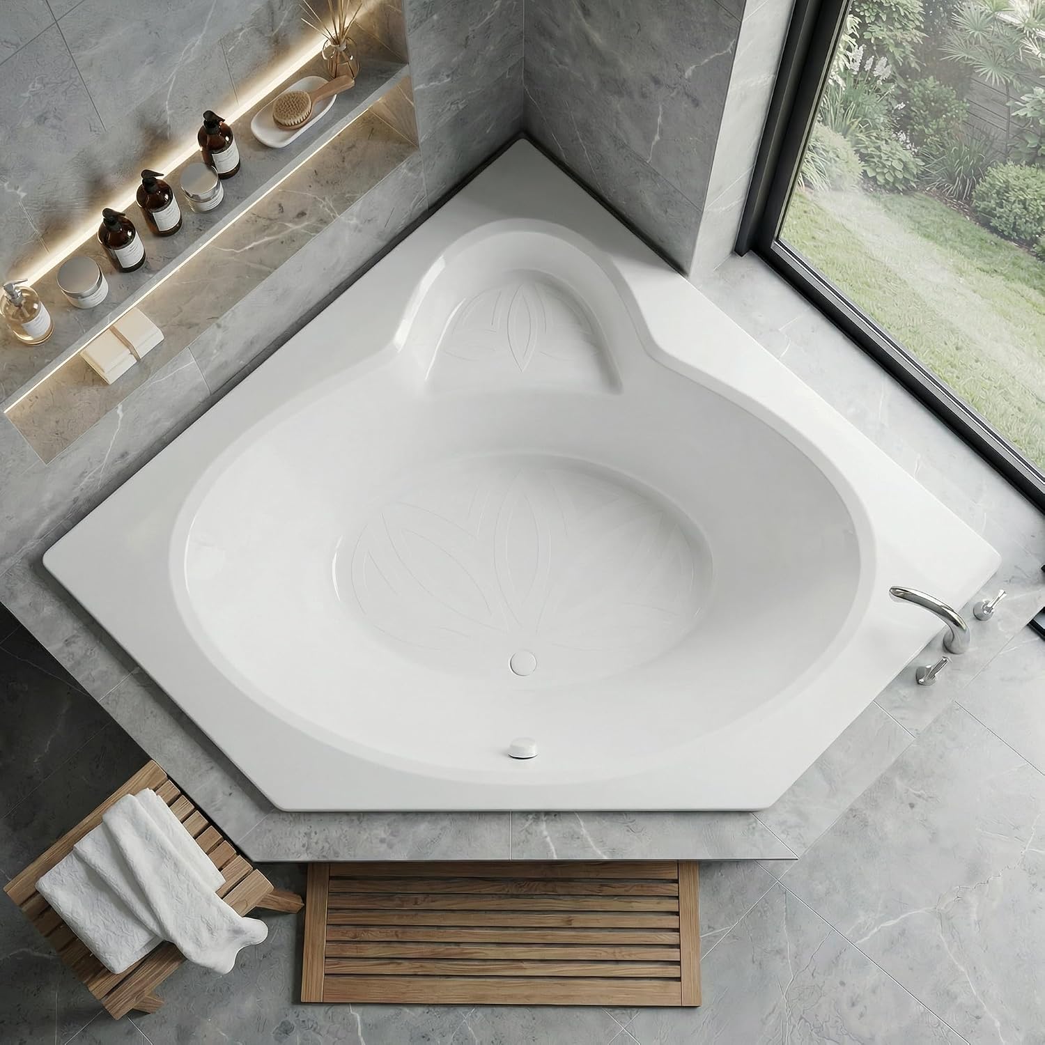 ANZZI 62' x 82' Soaker Corner Drop-In Bathtub - White - Rana AZ6060SS