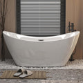 59' Oval Freestanding Soaking Bathtub with Toe-Tap Chrome Drain & Adjustable Leveling Feet, Stand Alone Tub, Acrylic Soaking Tub, Ergonomic (59')