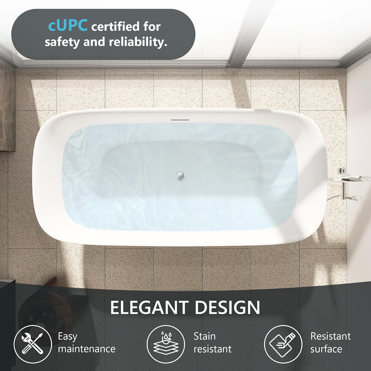 Sarnia 67' x 32' Flatbottom Freestanding Acrylic Soaking Bathtub in Glossy White