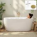 FerdY 55' Acrylic Freestanding Bathtub, Contemporary Soaking tub with Polished Gold Drain & Overflow, cUPC Certified, Elegant Oval Shape, Tahiti
