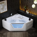 Corner Bathtub - 59'Jetted Soaking Bathtub for 2 Person with 7 Color Lights - Home Spa Bath tub with 6 Jets Hydro Massage Acrylic Soaking Tub with Double Pillow Chromatherapy - ETL Certified
