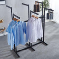Floor Standing Metal Garment Rack - Heavy Duty Black 6 Way Rack, Adjustable Lifting Hanging Clothes Racks- Retail Display Clothes Shelves,Black