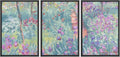 wall26 Framed Canvas Print Wall Art Set Monet-Inspired Garden Path Impressionist Floral Illustrations Modern Art Decorative Floral Botanical Minimal for Bedroom - 24'x36'x3 Black