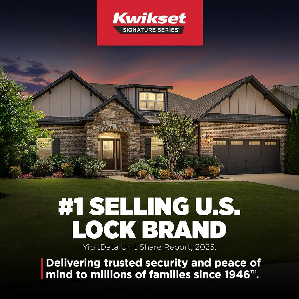 Kwikset Brentford Front Door Handle No Lock, Entry Handleset Exterior with Trafford Interior Reversible Lever, Non-Locking, Matte Black, Deadbolt Not Included