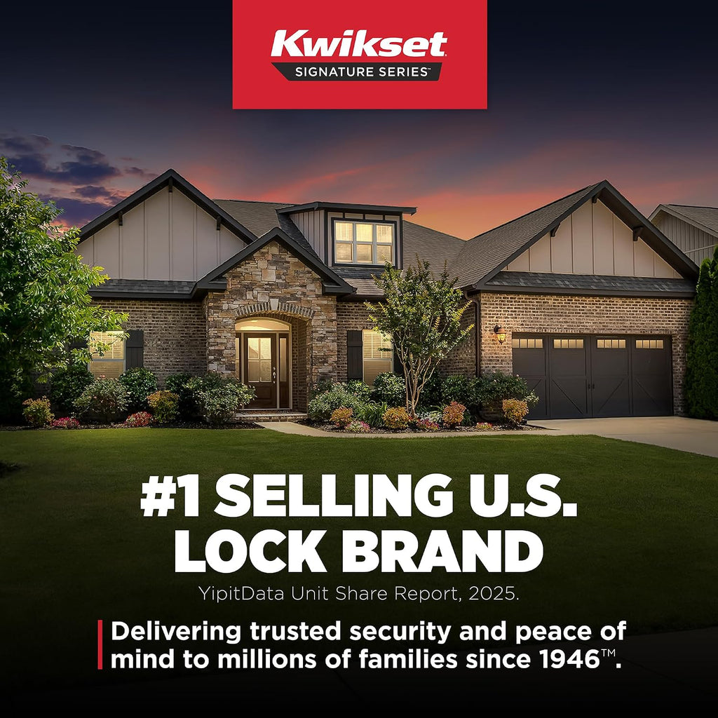 Kwikset Brentford Front Door Handle No Lock, Entry Handleset Exterior with Sedona Interior Reversible Lever, Non-Locking, Matte Black, Deadbolt Not Included