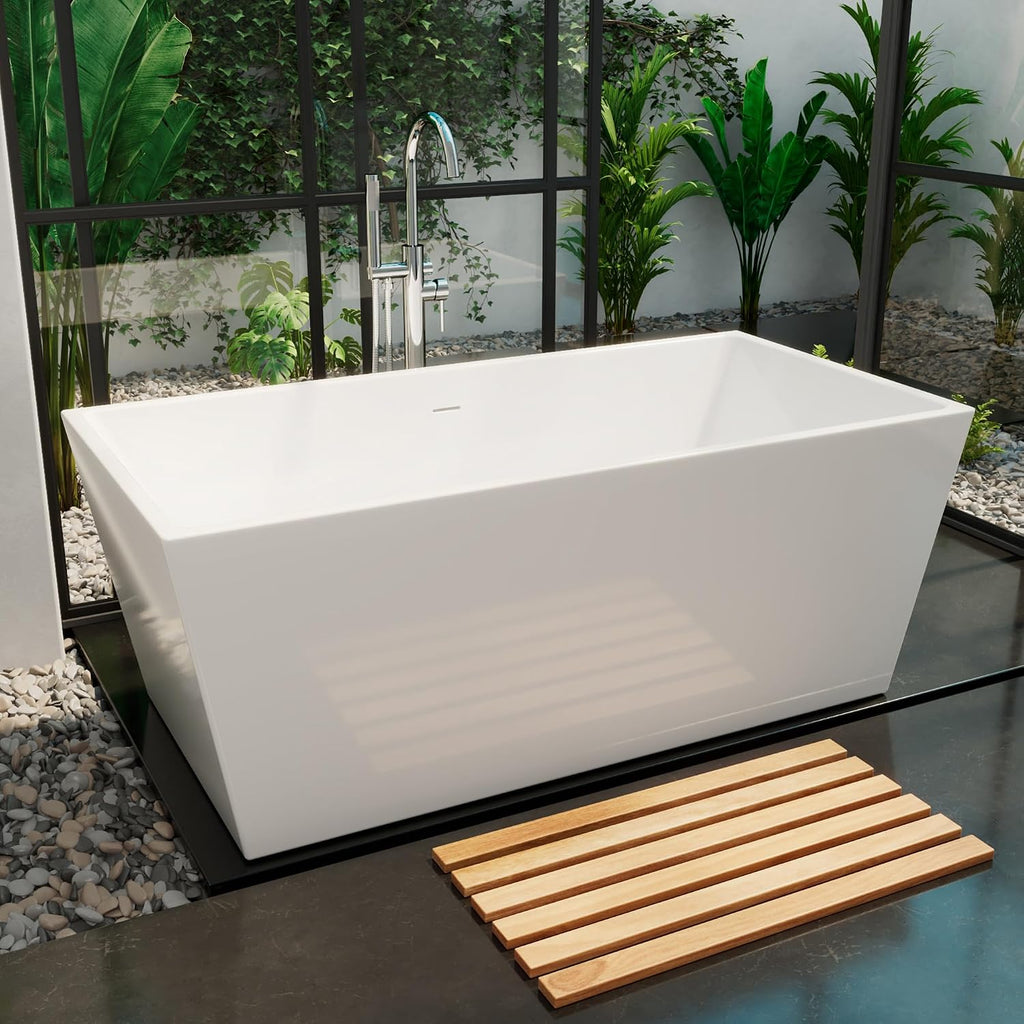 DreamLine Allure 66 7/8 inch L x 31 1/2 inch W x 22 7/8 inch H Freestanding Acrylic Bathtub with Chrome Drain