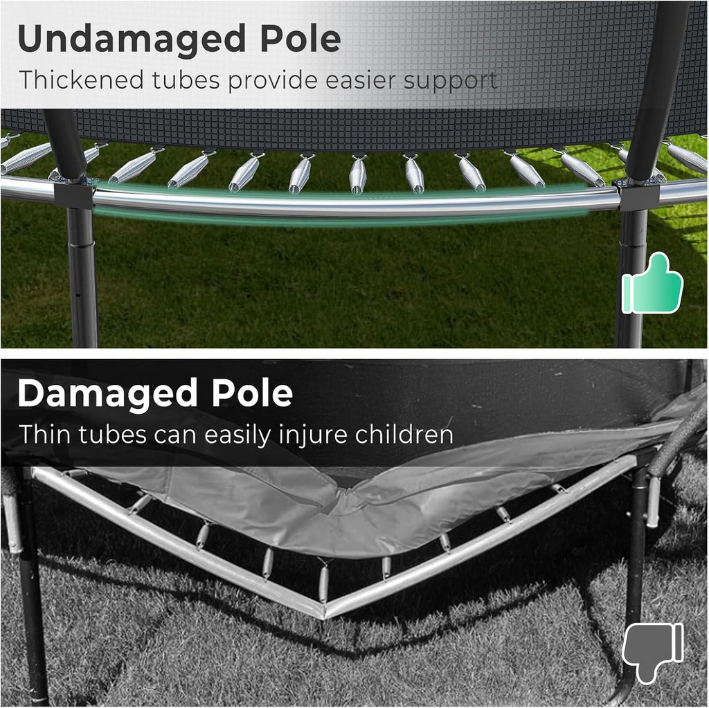 Lyromix 12 14 15 16FT Outdoor Trampolines for Kids and Adults, Pumpkin Trampolin with Curved Poles, Recreational Trampolin with Basketball Hoop and Safety Enclosure Net for Kids and Adults