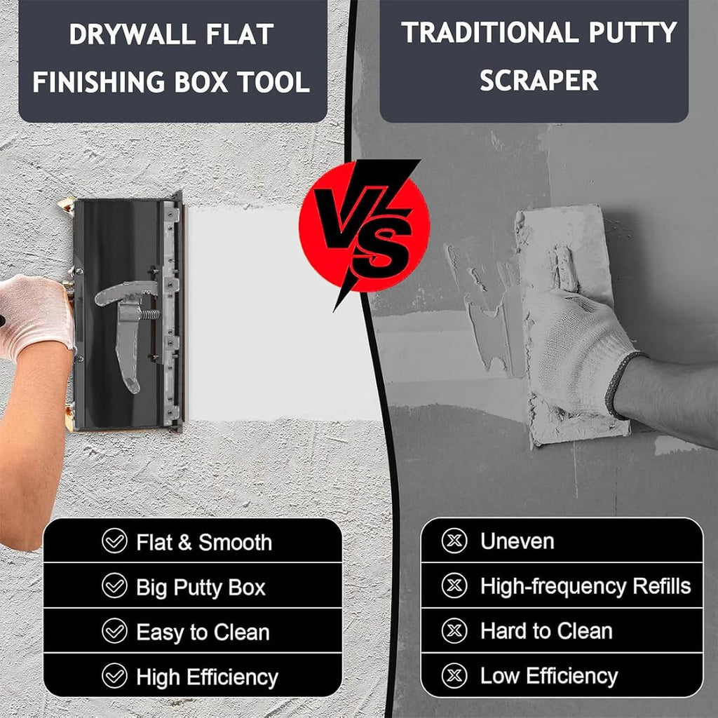 Professional Drywall Finishing Kit - 8/10/12 Inch Taping Tools with Large Capacity Putty Cans & Adjustable Handle (106-165 cm) for Smooth Wall Finishes