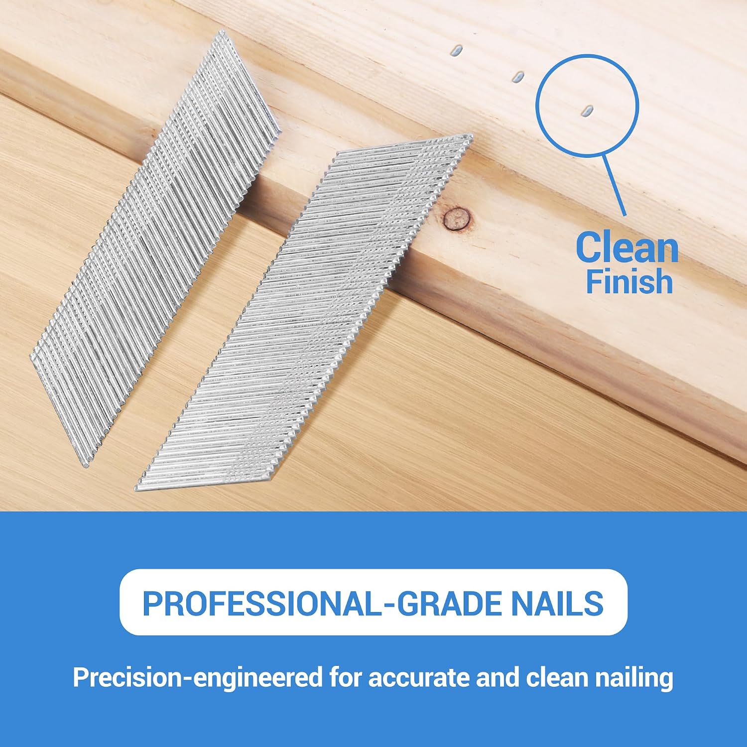 meite 15 Gauge 34 Degree Angled Finish Nails 1-1/2-Inch Galvanized Finishing Nails for Nail Gun, DA Series Glue-collated Nail for Window Trimming/Cabinet, 16,000PCS