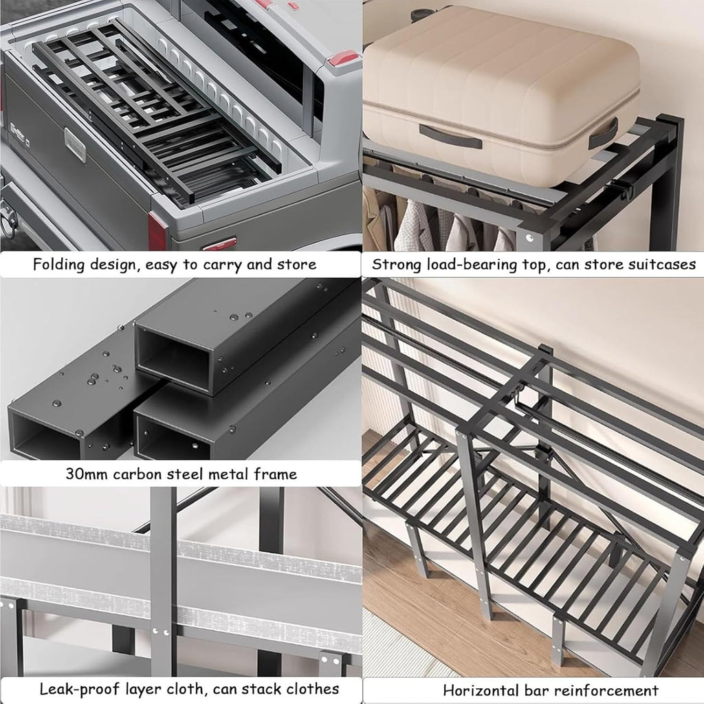 Heavy Duty Portable Wardrobe Closet Rack - Foldable Metal Clothe Rack With Cover, 2000lbs Large Capacity Fabric Wardrobe, Space-saving Wardrobe Clothing Organizer, For Hanging Clothes(125*52*172cm)