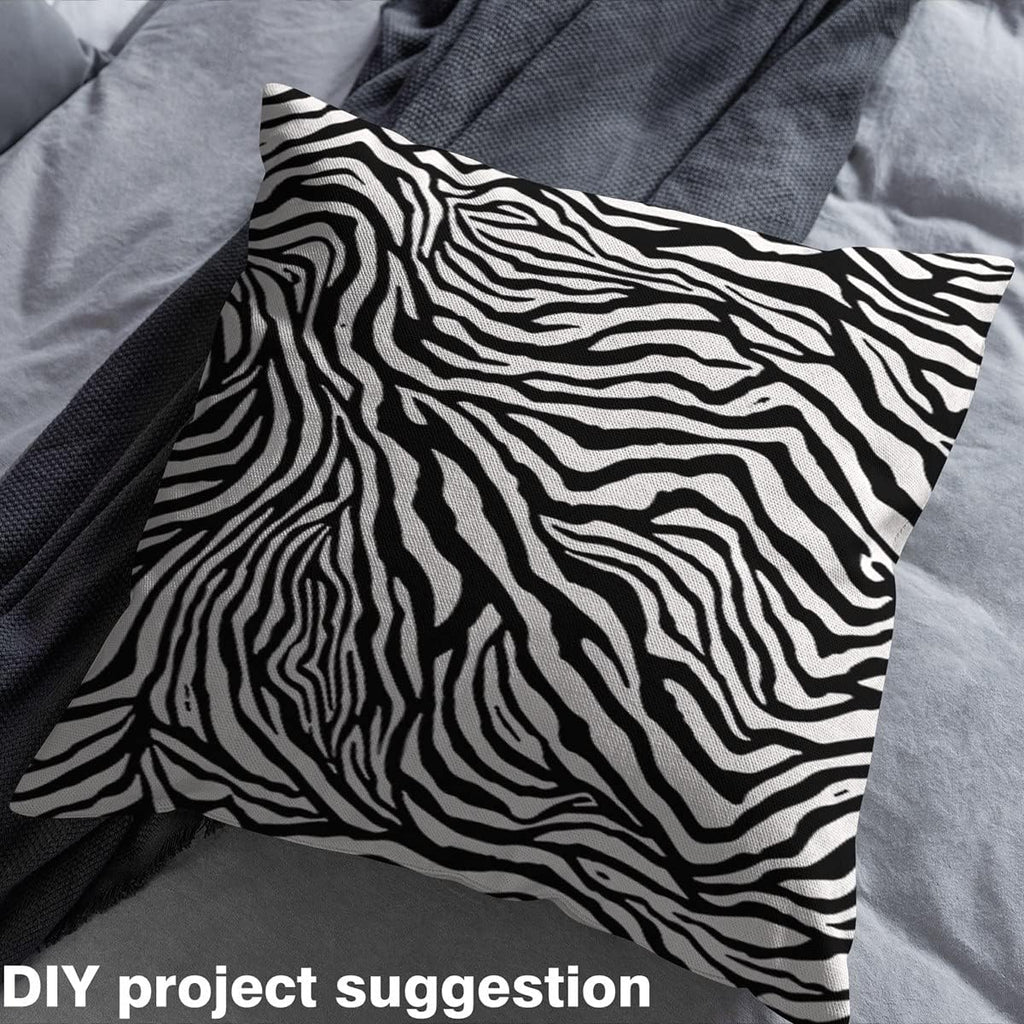 Black White Geometric Striped Fabric by The Yard Africa Wildlife Animal Skin Home DIY Fabric by The Yard Zebra Fur Print Soft Flannel Polyester No Stretch Fabric Quilting Sewing,10 Yard