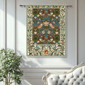 ORIMONY William Morris Strawberry Thief Tapestry - Vintage Floral Bird Art, Medieval Jacquard Woven Tapestry Wall Hanging for Living Room & Bedroom Size 27'x35' (Brown)