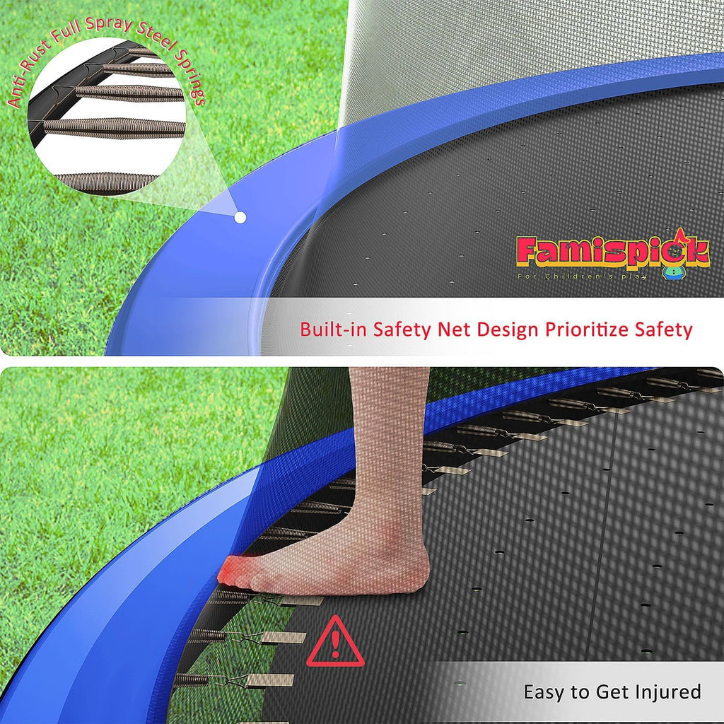 12FT 14FT 16FT Tranpoline for Adults and Kids, 1500 LBS Outdoor Tranpoline with Light, Sprinkler, Socks, Outdoor Recreational Tranpoline Heavy Duty - ASTM CPC CPSIA