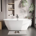 59 Inch Free Standing Tub, Modern Luxury Oval Soaking Tub, Acrylic Stand Alone Bathtub with Chrome Drain, White Finish for Contemporary Bathrooms