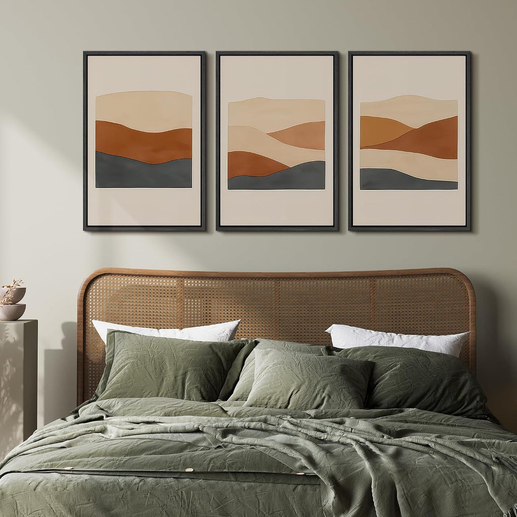 wall26 Framed Canvas Print Wall Art Set Minimalist Geometric Landscape Neutral Illustrations Fine Art Decorative Rustic for Living Room, Bedroom, Office - 16'x24'x3 Black