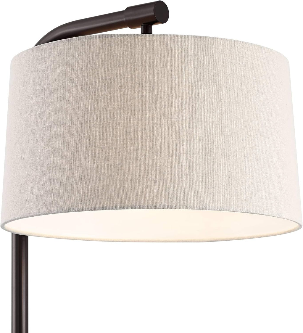360 Lighting Serra Modern 64' Tall Standing Floor Lamp Curved Chairside Arc Offset Arm Pole Foot Switch Art Deco Brown Metal Dark Bronze Finish Living Room Bedroom House Reading Office Home Decor