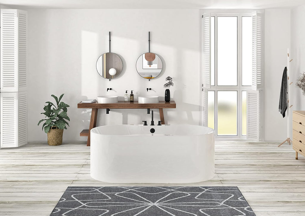 Carver Tubs - Harmony II 67' - Acrylic Freestanding Soaking Bathtub, White Modern Acrylic Oval Tub Chrome Drain and Center Slotted Overflow Chrome Center Drain Included - 67'L x 34'W x 23.75'H