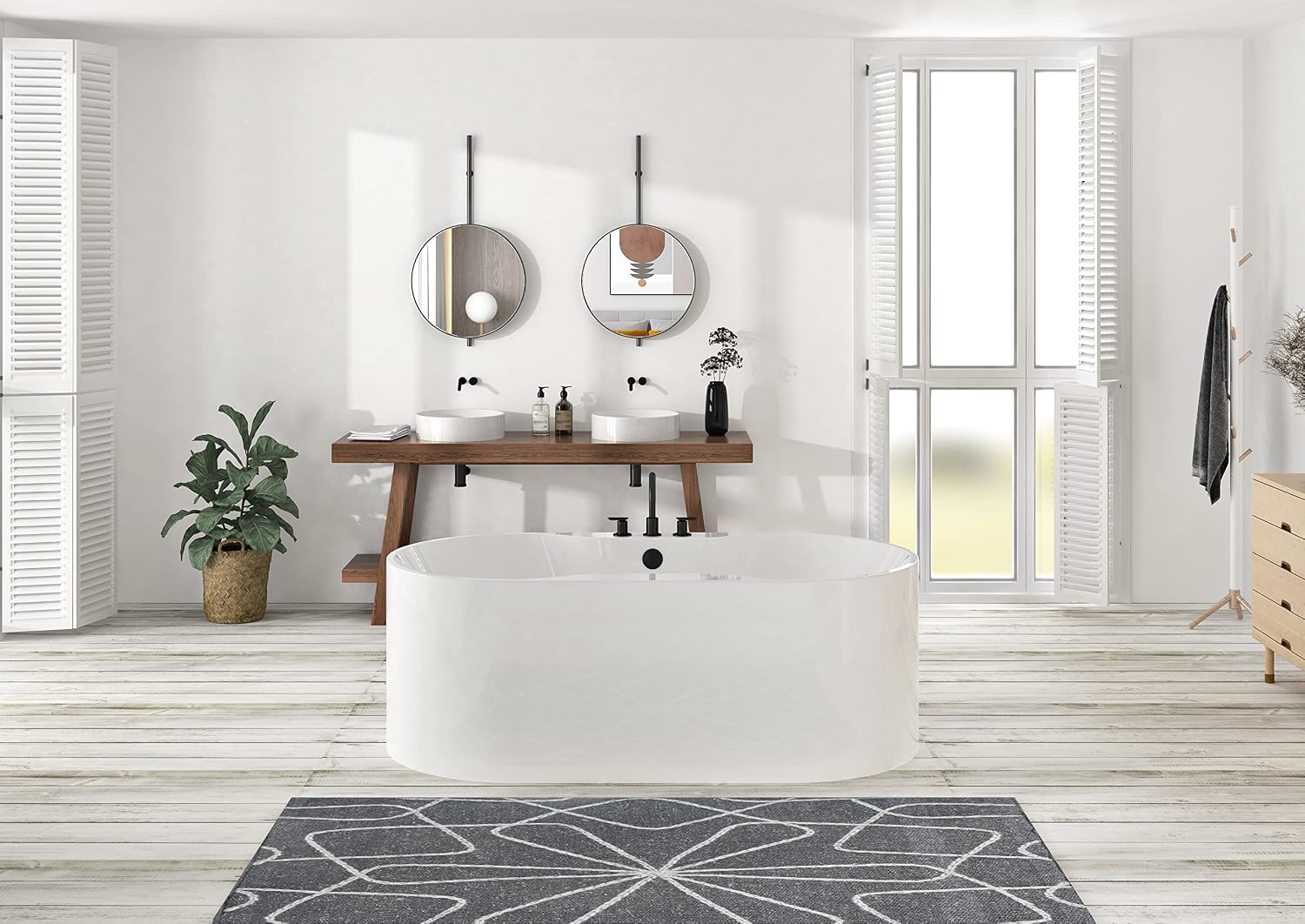 Carver Tubs - Harmony II 67' - Acrylic Freestanding Soaking Bathtub, White Modern Acrylic Oval Tub Chrome Drain and Center Slotted Overflow Chrome Center Drain Included - 67'L x 34'W x 23.75'H
