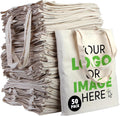 Pack of 10/50/100 Custom Canvas Tote Bags with Logo – Reusable Bags for Business Branding Events
