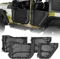 Hooke Road Tube Half Doors for 2018-2026 Jeep Wrangler JL 4-Door & Gladiator JT, with Privacy Mesh, Summer Open-Air Trail Doors, Reduced Dust & Added Cabin Privacy - 4PCS