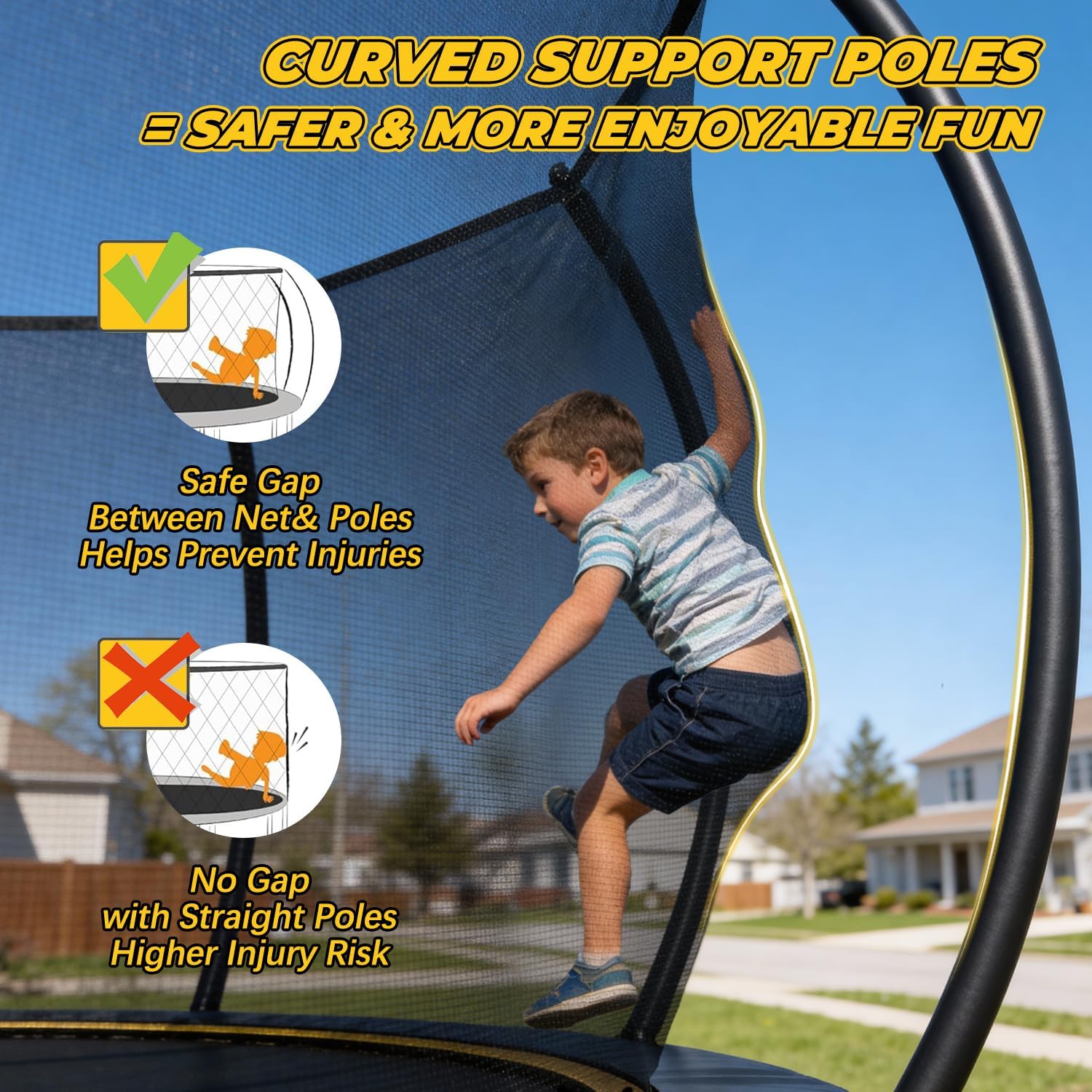 Mersco Trampoline Outdoor 10FT 12FT 14FT with Enclosure and Ladder, ASTM Approved Recreational Trampoline for Kids and Adults, Anti-Rust Coated Frame, Enhanced Weight Capacity