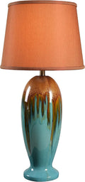 Kenroy Home 32366TEAL Tucson End Table Lamp, Teal Ceramic Glaze Large