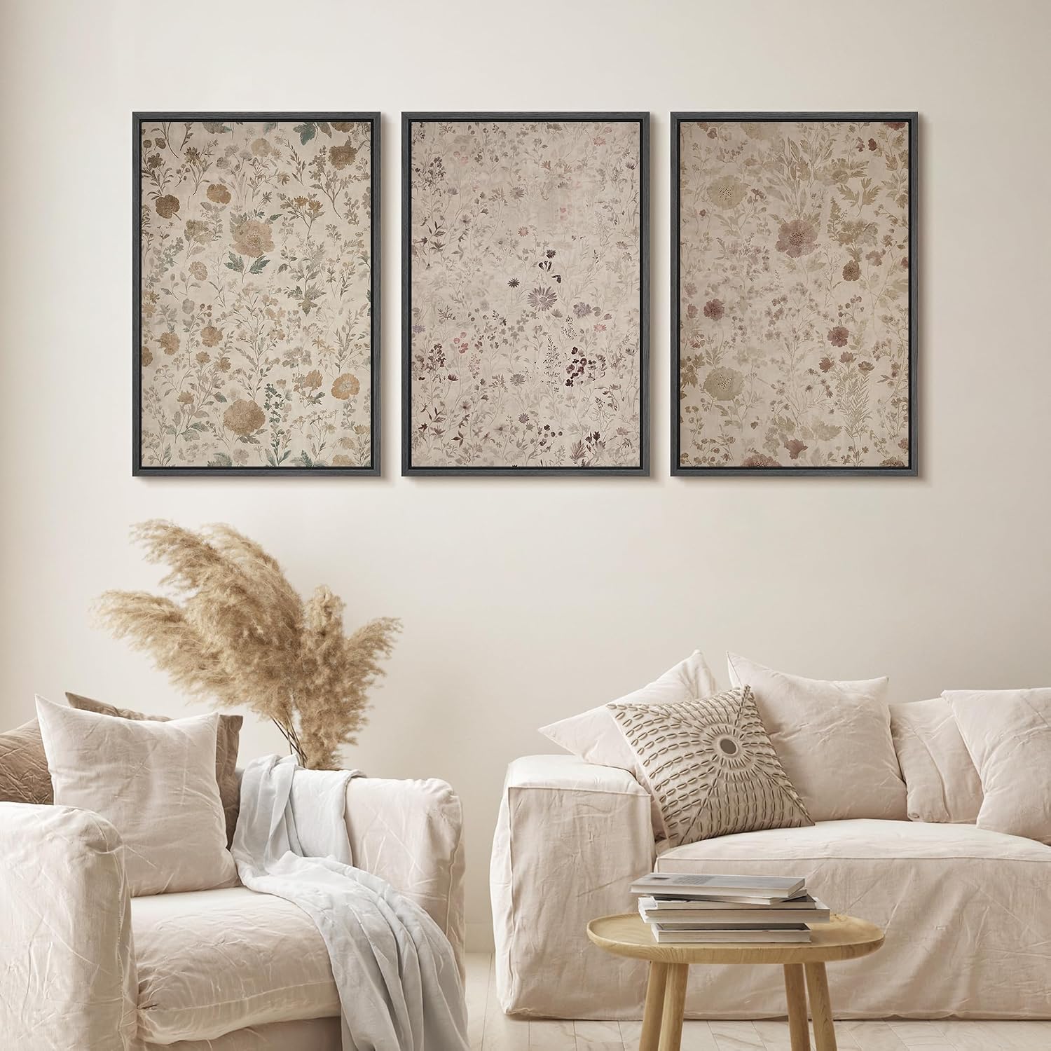 wall26 Framed Canvas Print Wall Art Set Vintage Botanical Wildflower Photography Modern Art Decorative for Living Room, Bedroom, Office - 24'x36'x3 Black