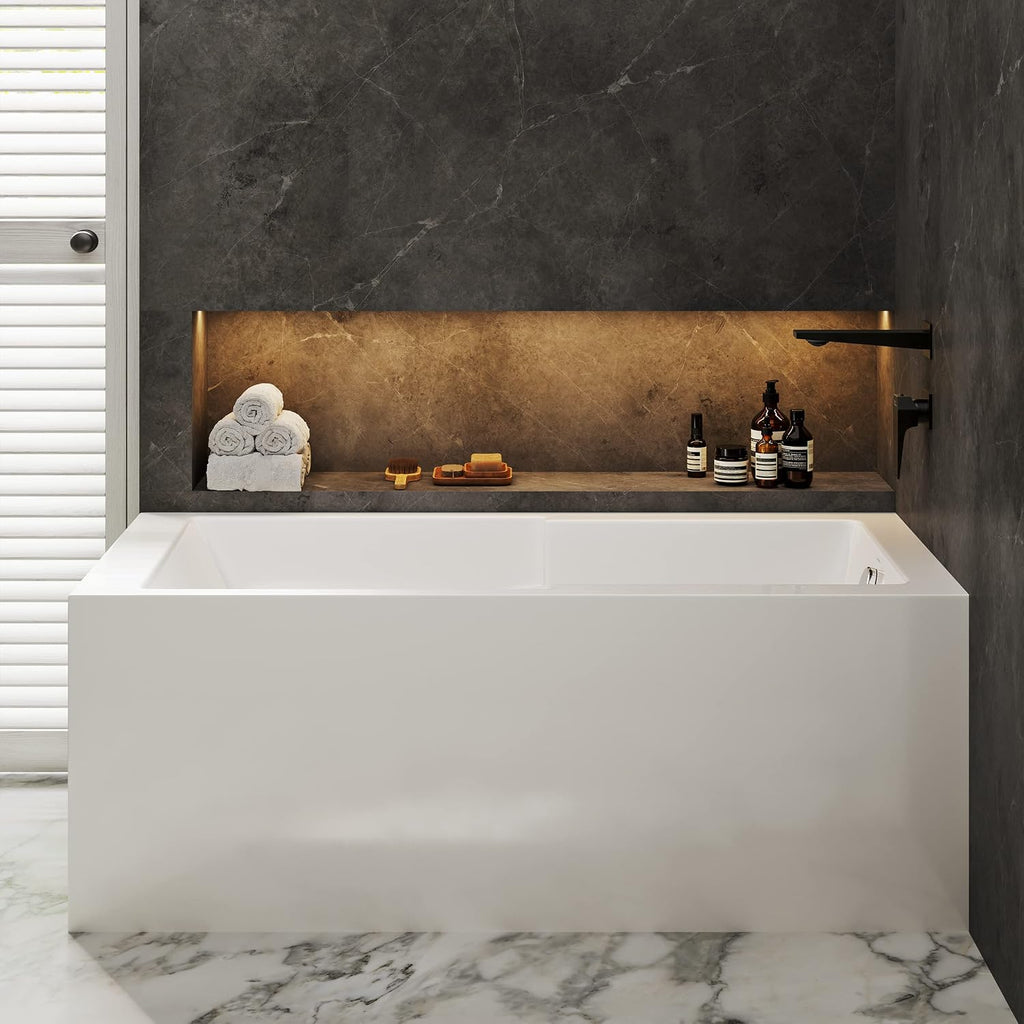 Reims 60' x 32' Right-Hand Drain Drain Alcove Tub with Corner Apron