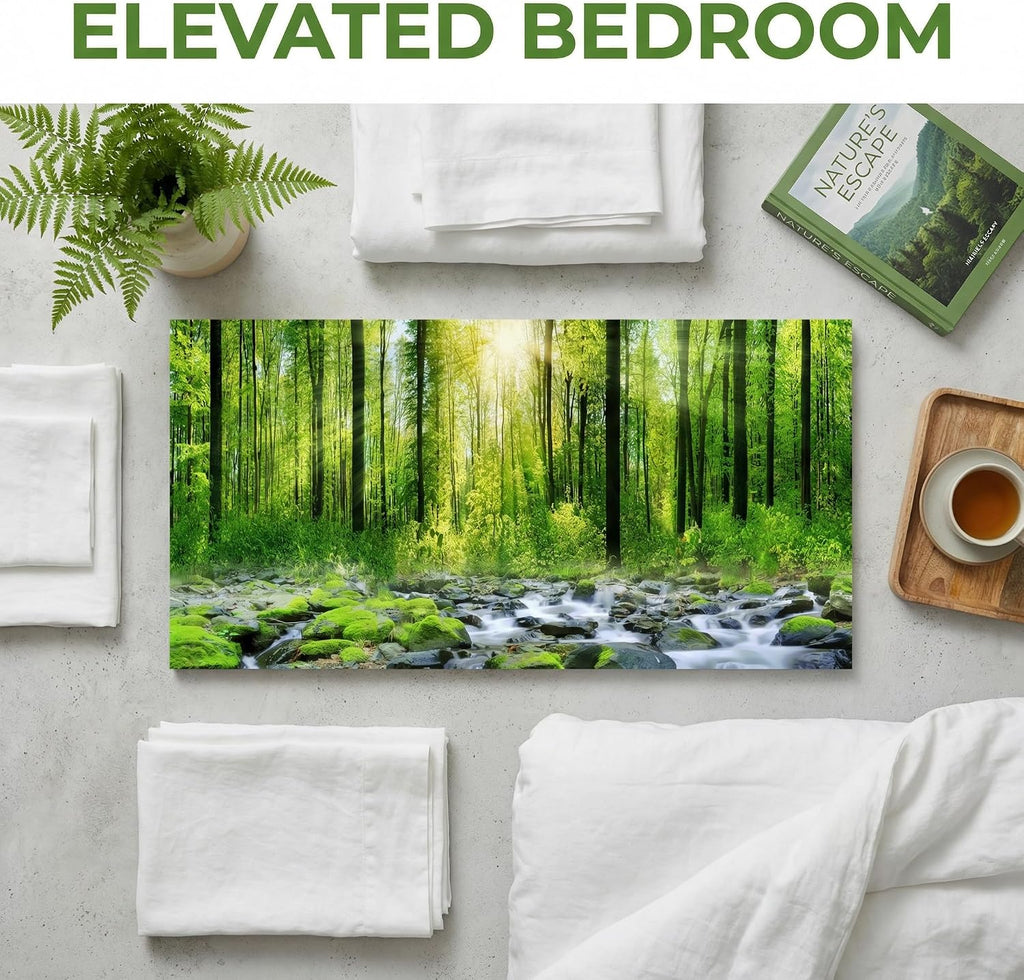 Canvas Wall Art for Bedroom Green Trees Landscape Sunshine Over Forest Photograph Printed Living Room Wall Decoration Large Mural Wall Art Print Artwork Natural Outdoor Pictures Size:30x58inch