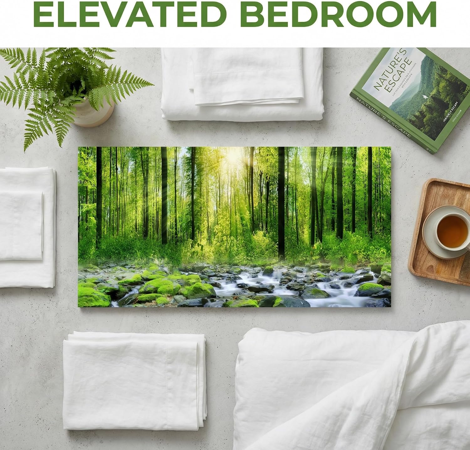 Canvas Wall Art for Bedroom Green Trees Landscape Sunshine Over Forest Photograph Printed Living Room Wall Decoration Large Mural Wall Art Print Artwork Natural Outdoor Pictures Size:30x58inch