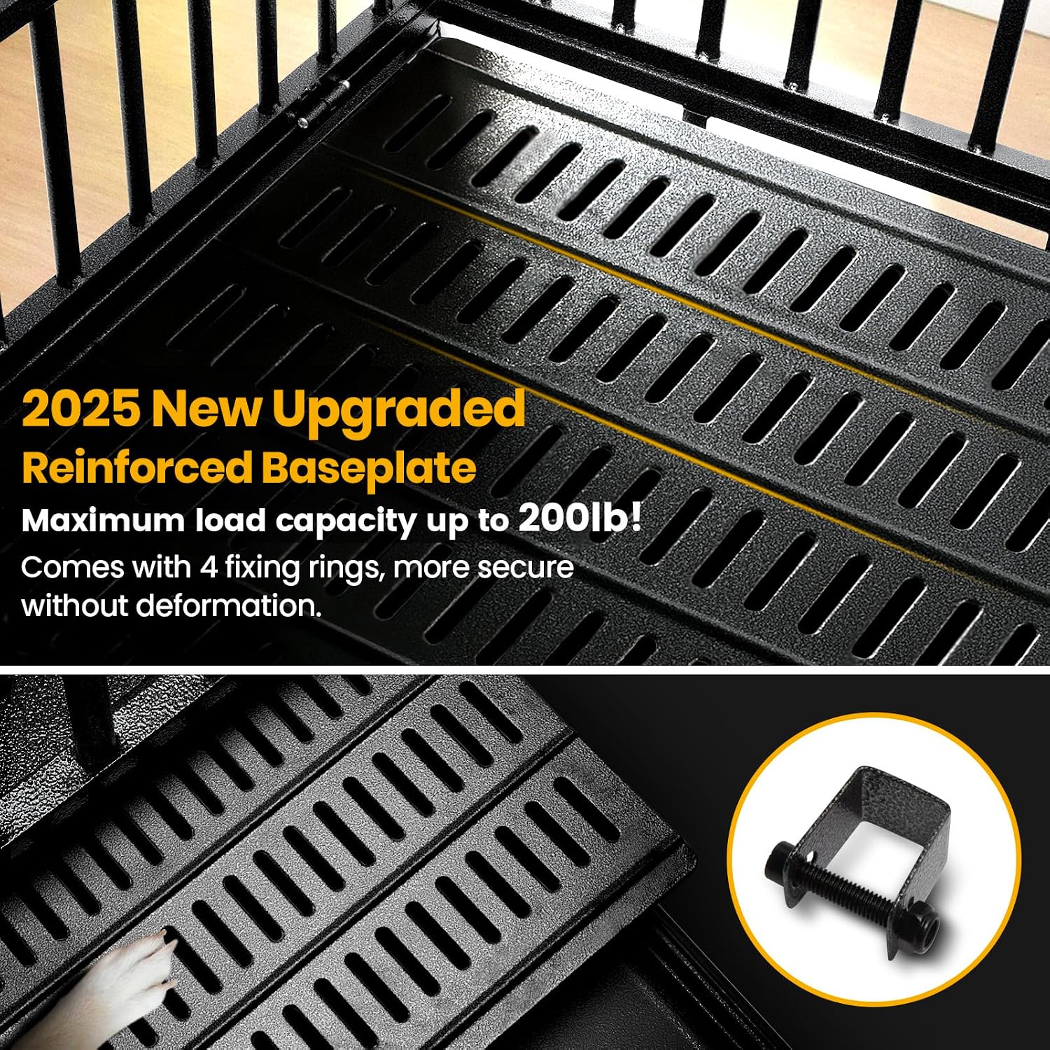 Oranland 38 inch Heavy Duty Indestructible Dog Crate,2025 New Upgraded Reinforced Baseplate for Large Dogs,XL Dog Kennel Indoor for High Anxiety Dogs/Max Load Capacity 200lbs/Double Door with Wheels