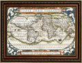 ELITEART-Old Vintage World Map Oil Painting Reproduction Giclee Wall Art Canvas Prints-Framed Size:37 3/4' x 27 3/8'