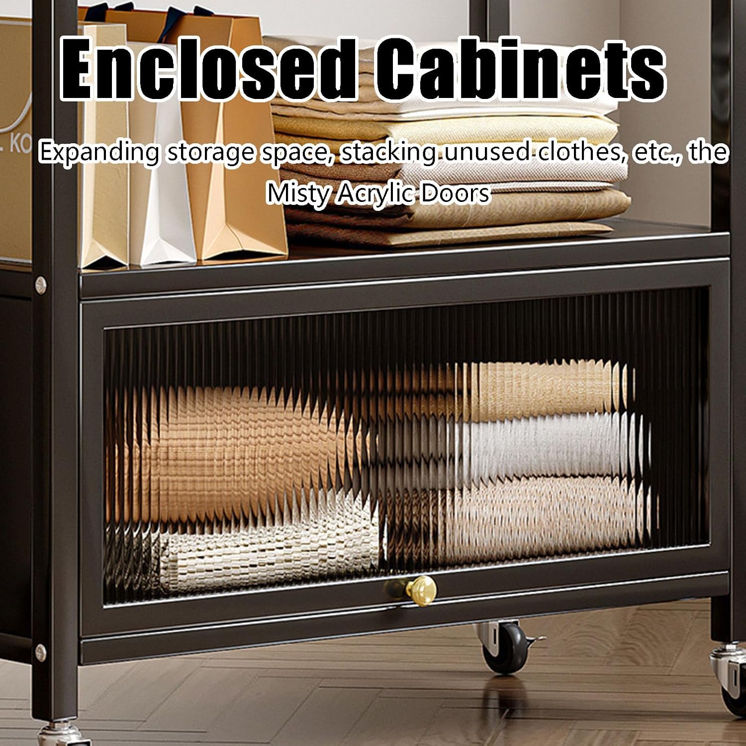 Clothing Rack, coat rack with Wheels Rolling Clothes Rack with Storage Coat Rack Stand Modern Garment Rack for Bedroom Boutiques Heavy Duty Coat Hanger Rack