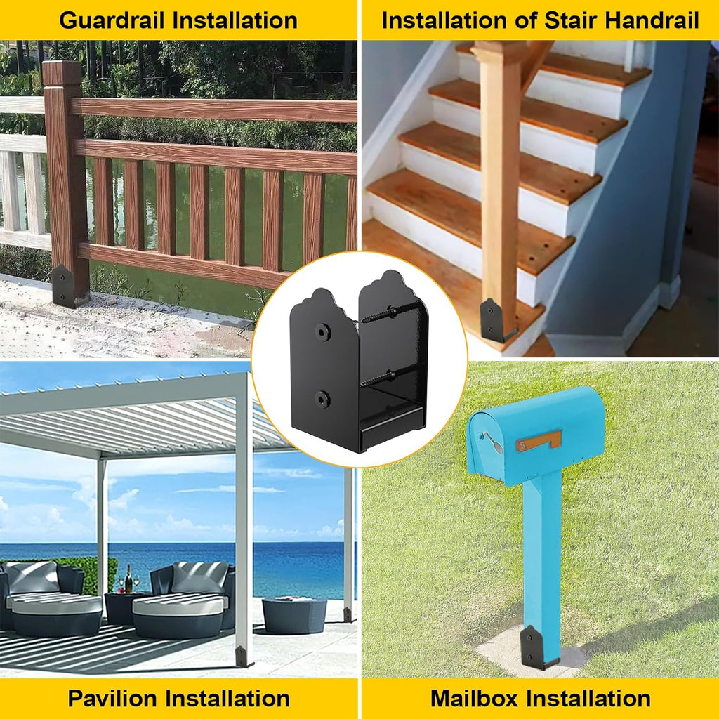 4x4 Post Base, 8Pcs Stainless Steel Adjustable Post Anchor Bracket (Internal 3.5 x 3.5), Adjustable Post Base for Pavilion Deck Porch Handrail Railing Support Decorative Anchor Plate