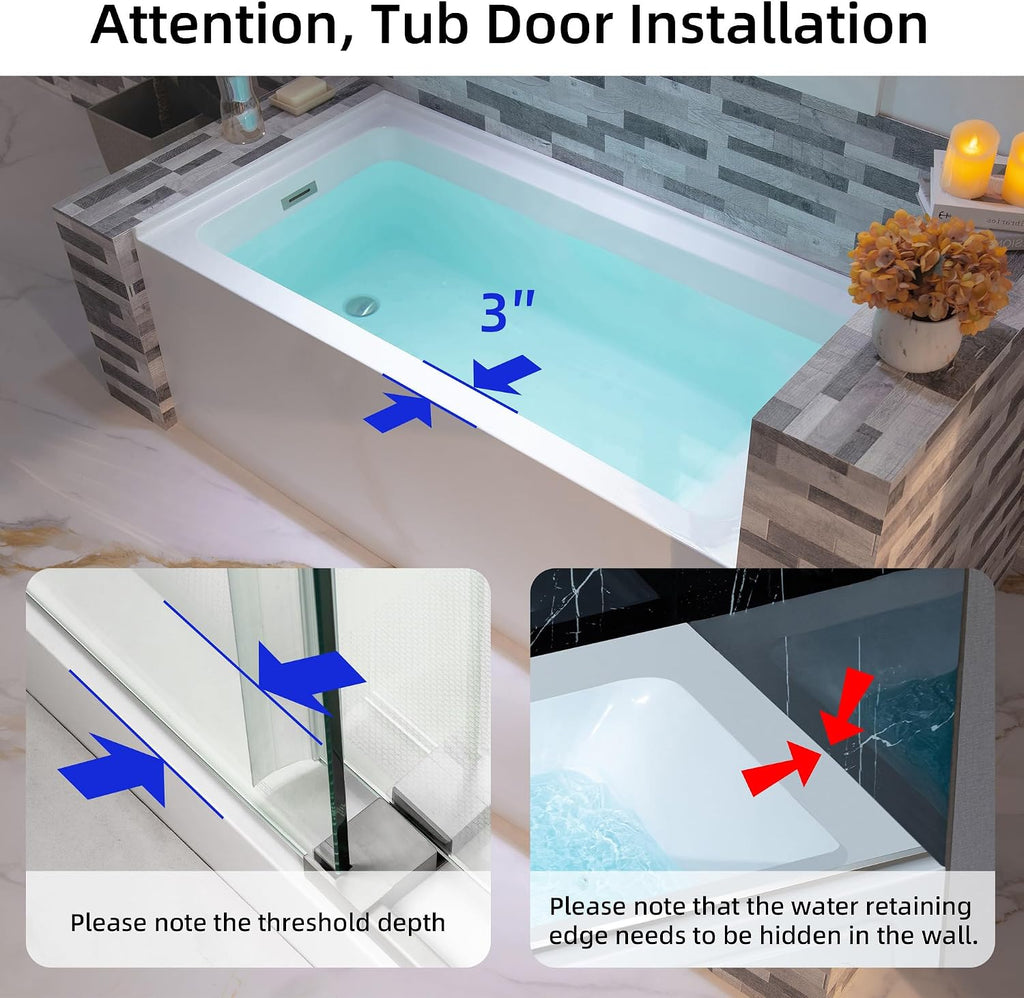 WOODBRIDGE 60' Acrylic Rectangular Alcove Soaking Bathtub in White with Left Drain, Brushed Nickel pop-up Drain Included, LB429-L