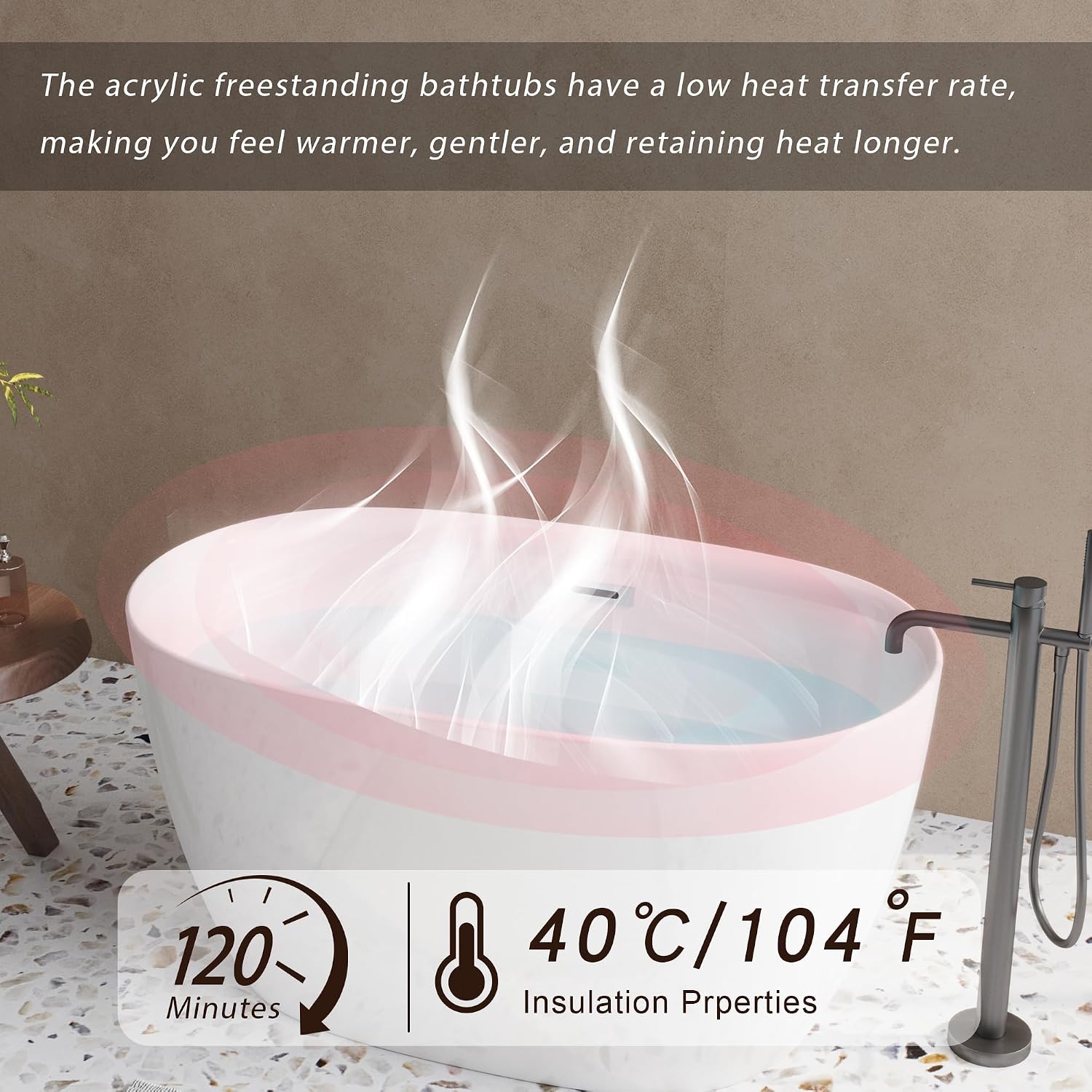 Free Standing Tub,Oval Shape Soaking tub,Bright White Finish Japanese Soaking Tub,Chrome Overflow & Pop-up Row,47' Acrylic Freestanding Bathtub. (C-3270)