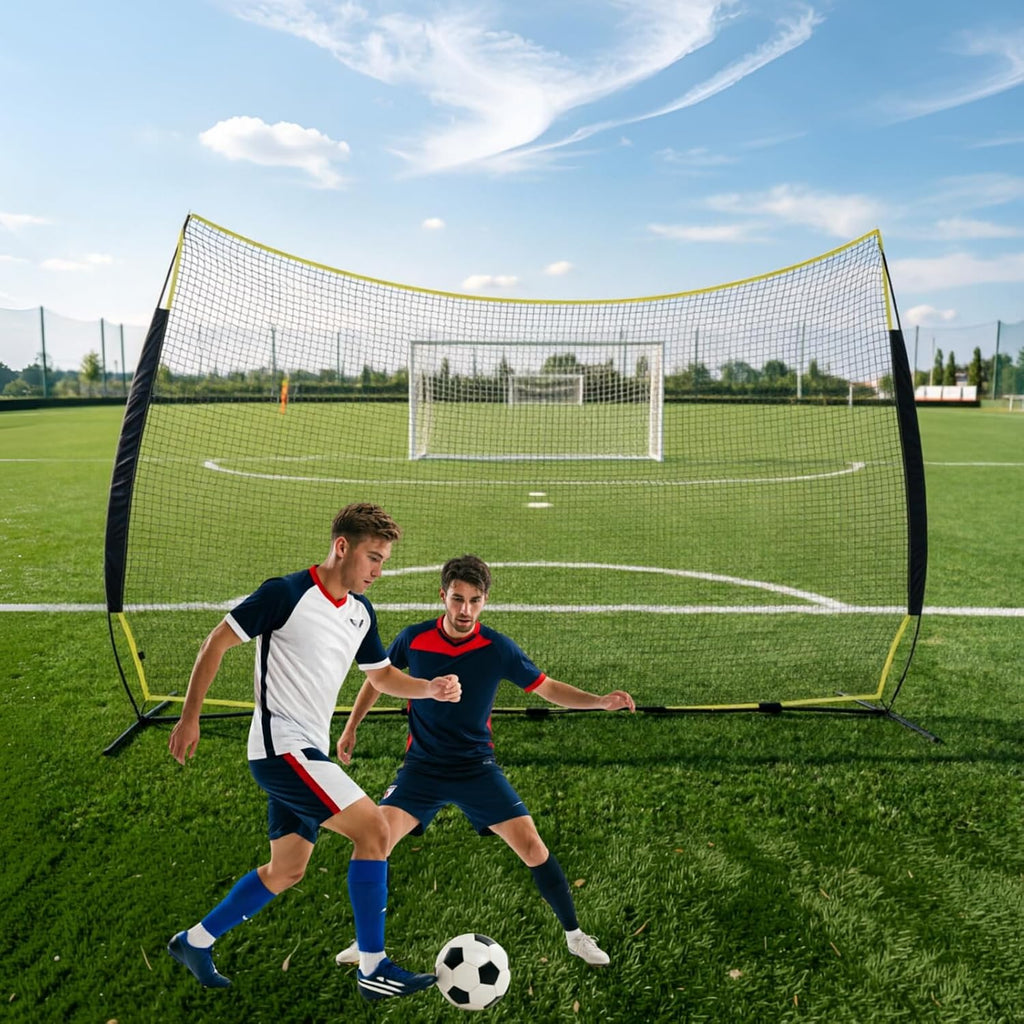 16x10FT Sports Barrier Net, Barricade Backstop Net with Upgrade Steel Frame, Protective Net for Baseball, Lacrosse, Soccer, Basketball & More