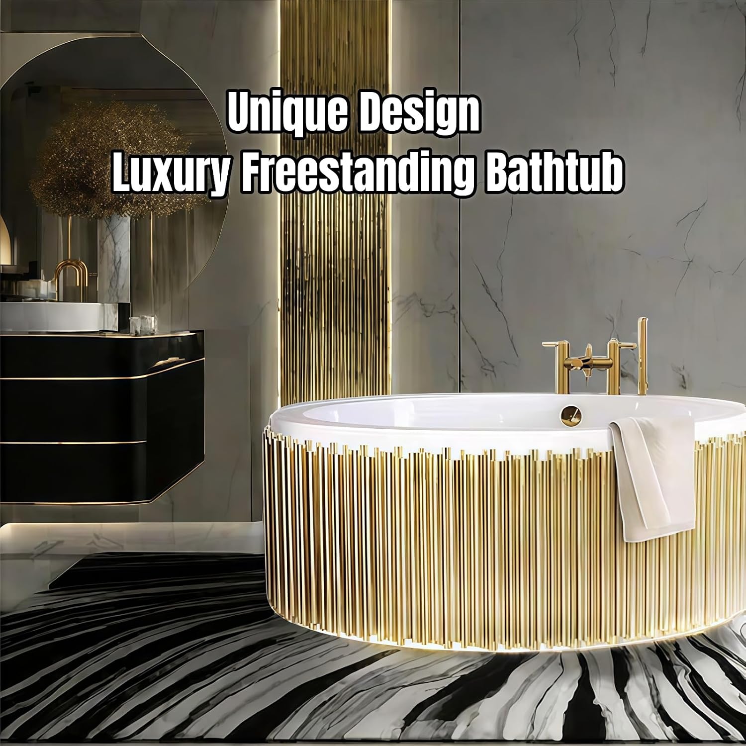 67' Edeyeu Freestanding Bathtub - Artistic Metal & Luxury Soaking Tub, Extra Deep Solid Surface Bathtub, Ergonomic Free Standing Design For Modern Spa-Style Bathrooms Style A