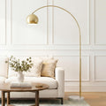 Brightech Olivia Floor Lamp - Chic Arc Lamp with Rounded Spolight Head and Marble Base for Living Room, Tall Standing Lamp with LED Light Bulb for Bedroom Reading, Boho Home Decor for Office - Brass