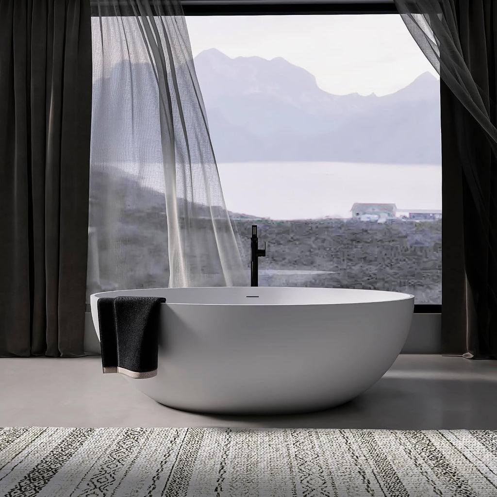 67 inch freestanding solid soaking bathtub for bathroom