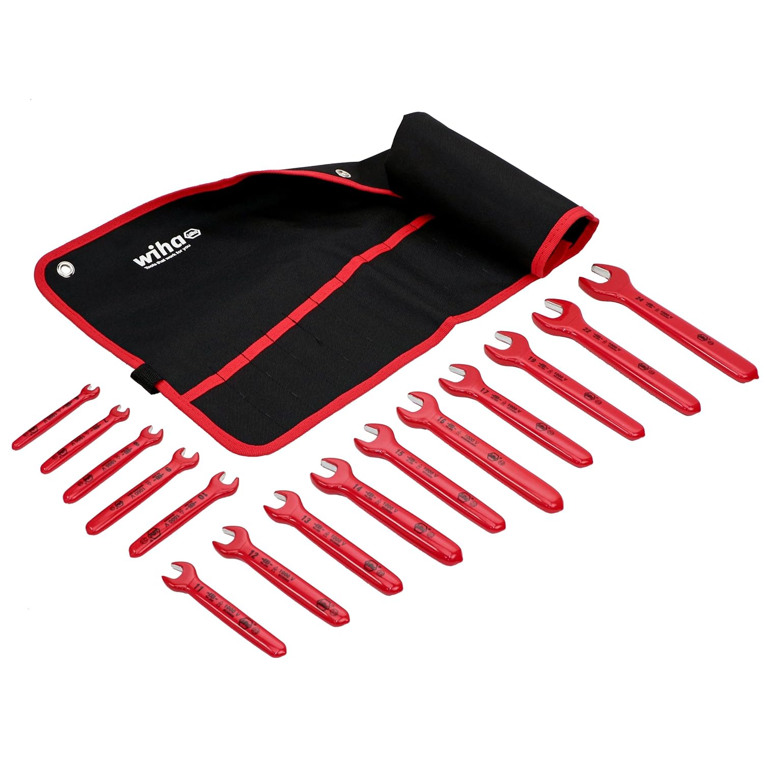 Wiha 20091 1000 Volt Roll Up Insulated Metric Wrench Sets ,15-Piece