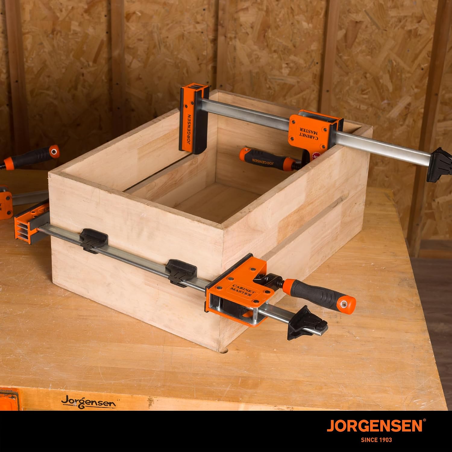 JORGENSEN 50-Inch Parallel Bar Clamp, Heavy-Duty Cabinet Master Clamp for Woodworking Glue-Up, 2200 lbs Force, Quick Release, Spreader Function, 2-Pack