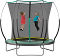 1400LBS 6FT 8FT 10FT 12FT 14FT Springless Trampolines for Kids and Adults, ASTM Approved Outdoor Trampoline with Enclosure Net, Backyard Trampoline with Curved Poles and Bungee Cords
