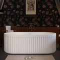 67' Freestanding Solid Bathtub, Luxury Engineered Stone Resin Freestanding Soaking Bathtub with Overflow and Pop up Drain, Matte White 23S13 67