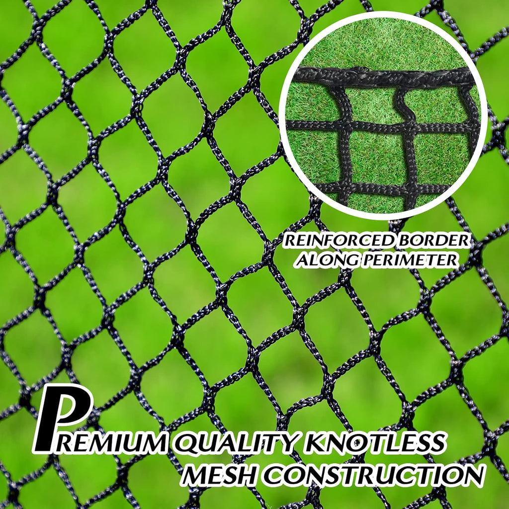 Golf Batting Cage Netting Golf Practice Nets, 10ft x 10ft x 10ft Frame NOT Included, with 4 Carabiners and 2 Tie Rope, for Backyard, Black