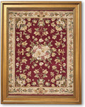 Framed Vintage Red Floral Tapestry Style Canvas Wall Art Antique Botanical Pattern Print Medieval Persian Textile Picture Artwork Traditional Flower Decor for Living Room Bedroom Office 24x36inch