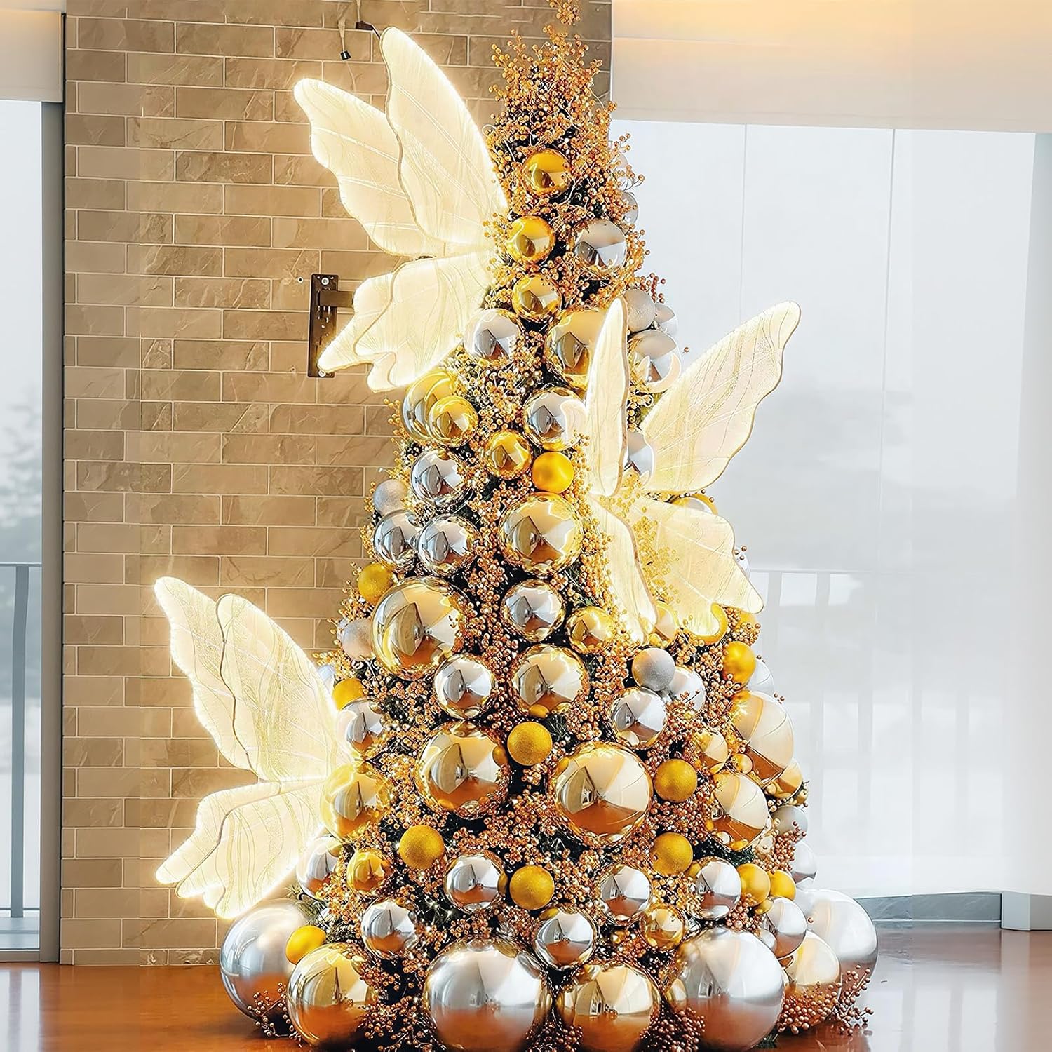 2 Sets Butterfly LED Floor Lamp for Wedding Decor 23.6 Inches Creative Hanging Butterfly Ceiling Light Romantic Bridal Party Spring Wedding Decoration (Gold)