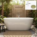 FerdY 67' Acrylic Freestanding Bathtub, Contemporary Soaking tub with Brushed Gold Drain, Elegant Oval Shape, cUPC Certified, Bali