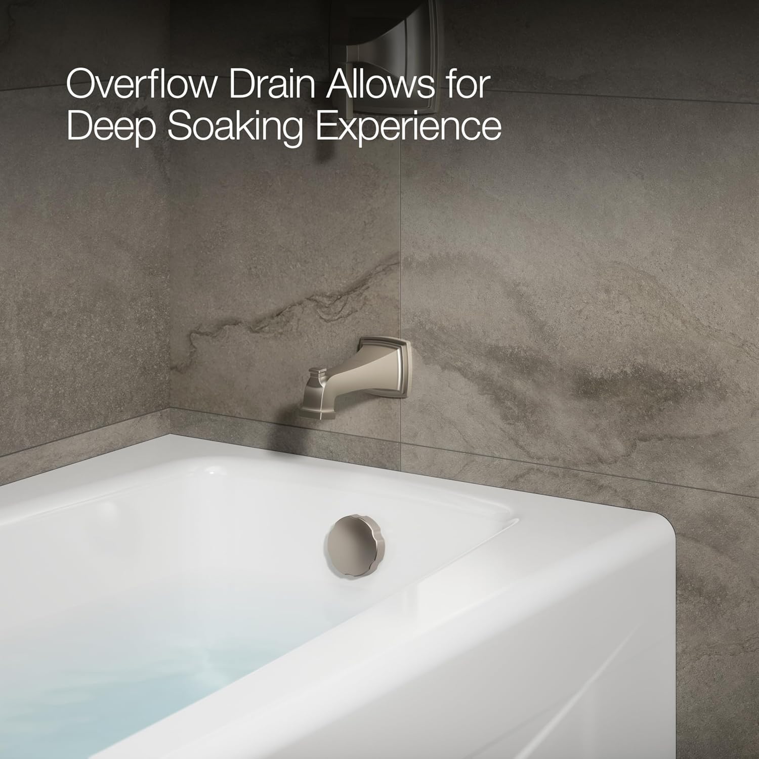 KOHLER 716-0 Villager 60' x 30-1/4' Alcove Cast Iron Bathtub with Right-Hand Drain and Integral Apron, Safeguard Slip-Resistant Surface, White