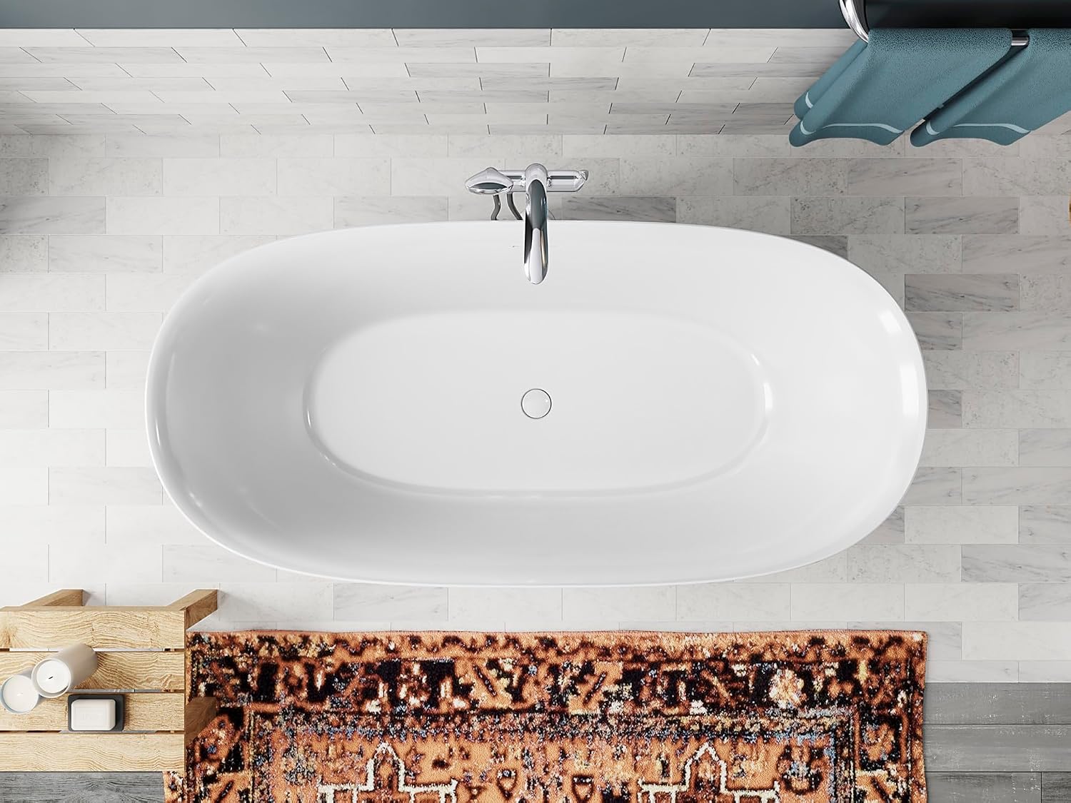 Unwind 59-in X 30-in Seamless Oval Freestanding Bath